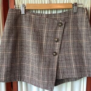 Altar’d States Women’s Shorts with Front Flap Brown Plaid Size Medium